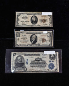 three old banknotes, Texican Rare Coin, Tyler, Texas