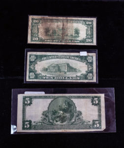 three old banknotes, Texican Rare Coin, Tyler, TX